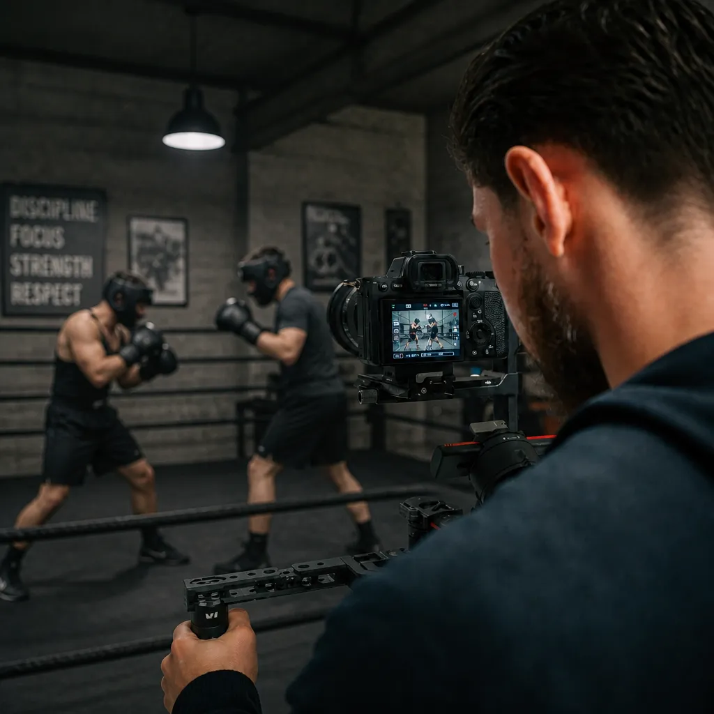Videograf filmt ein Sparring im Boxring